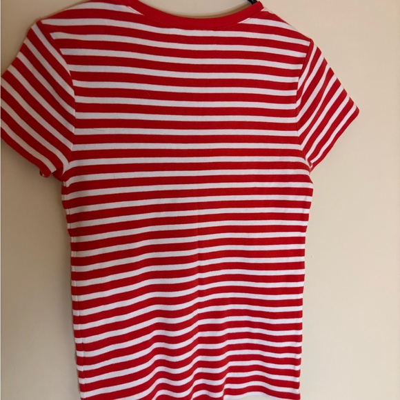 RALPH LAUREN SPORT Red and White Striped Short Sleeve Shirt -Size M - Picture 2 of 5